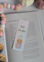 Hello Pumpkin Stack Fall Theme Holographic Dots Bookmark
