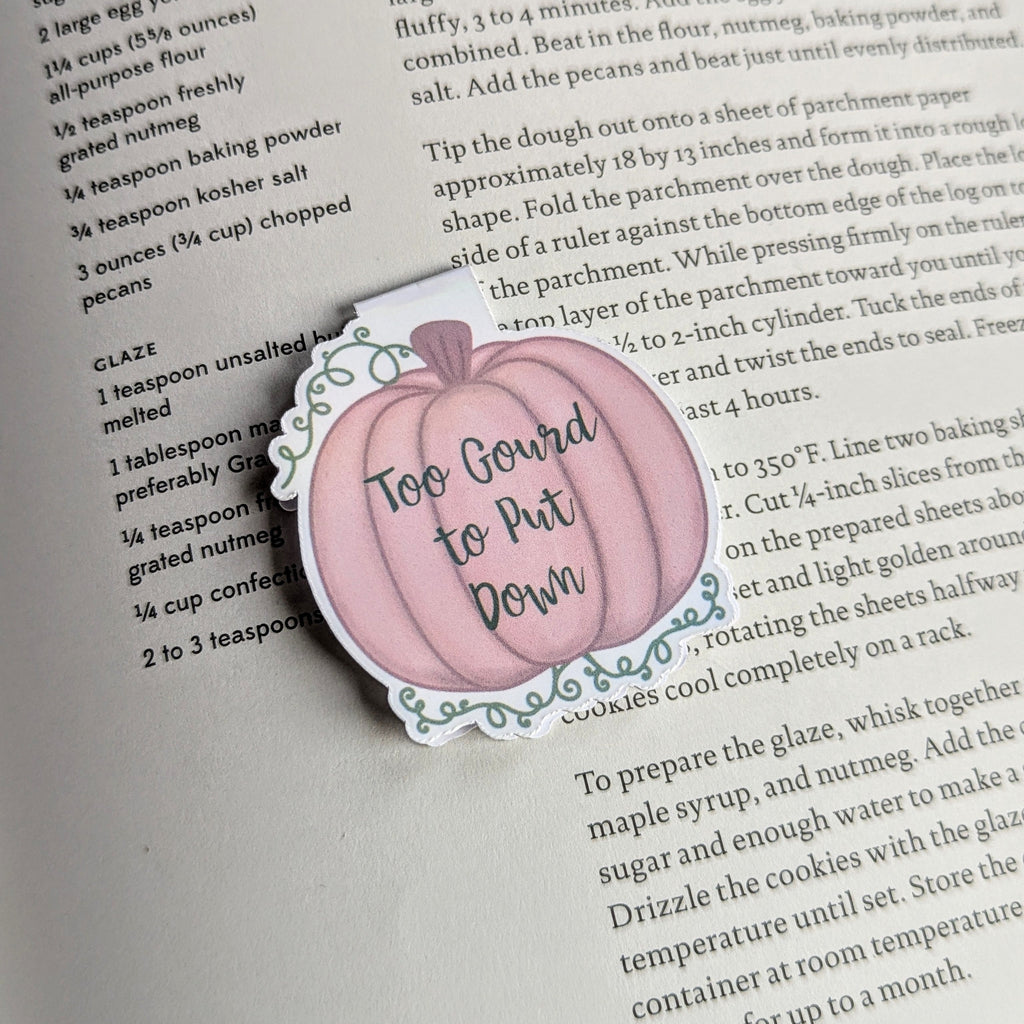 Pink Pumpkin Magnetic Bookmark Too Gourd to Put Down