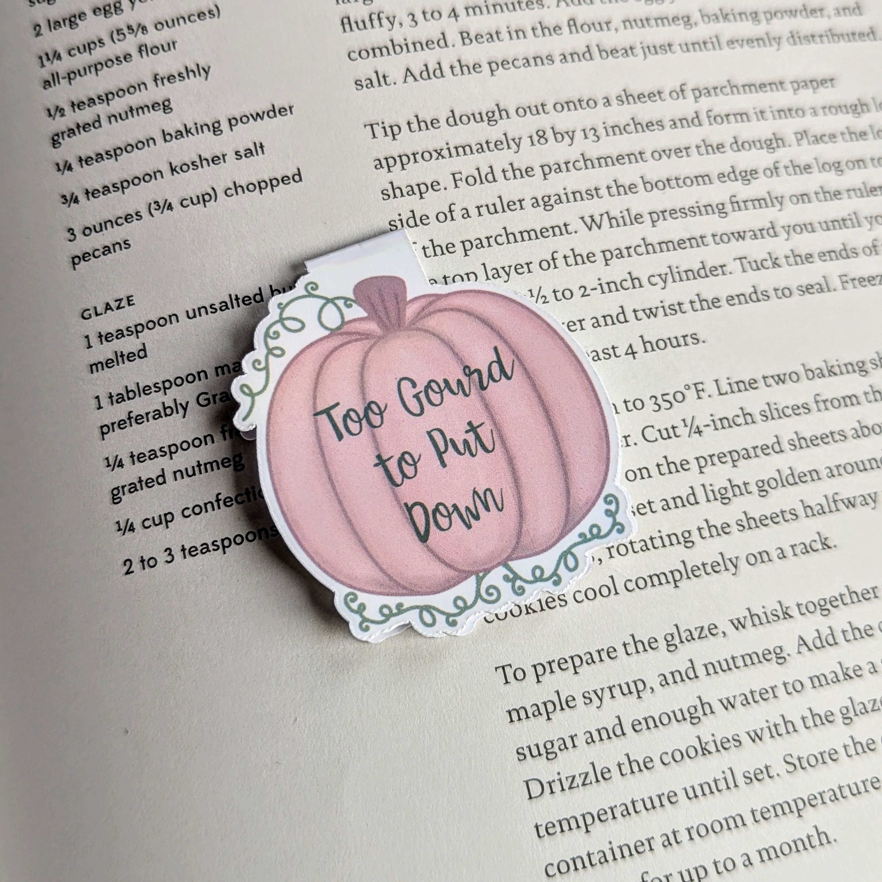 Pink Pumpkin Magnetic Bookmark Too Gourd to Put Down