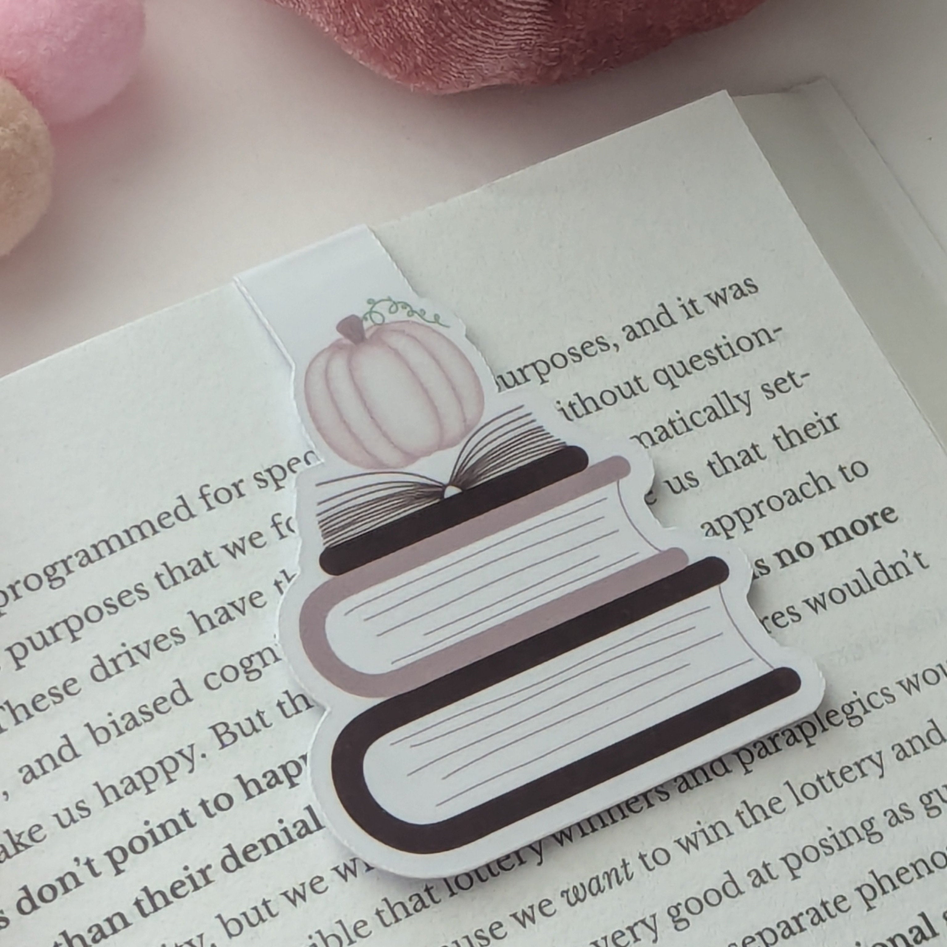 Pumpkin Bookstack Fall Magnetic Bookmark