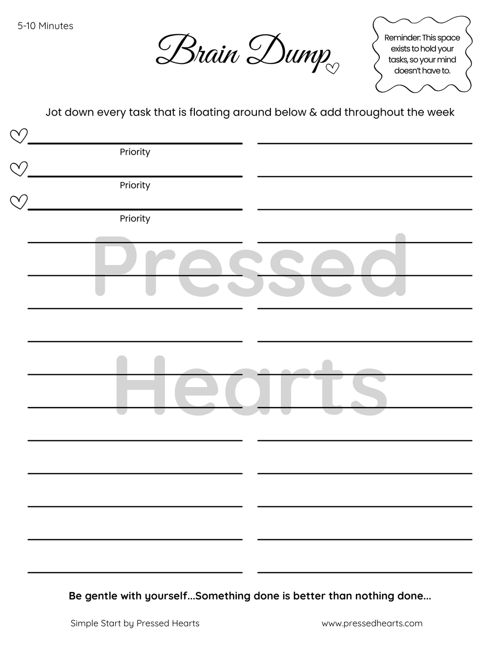Simple Start Brain Dump