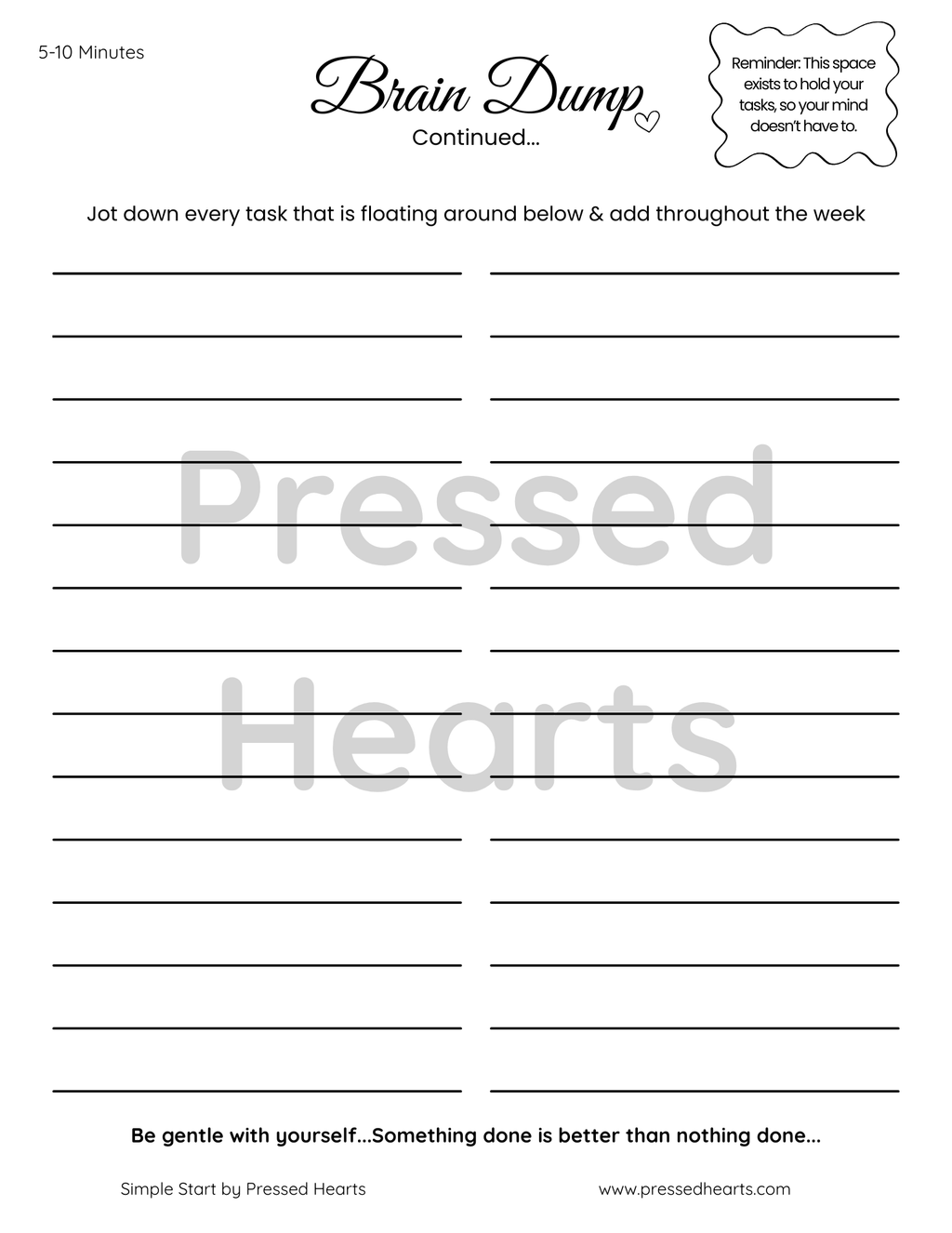 Simple Start Brain Dump