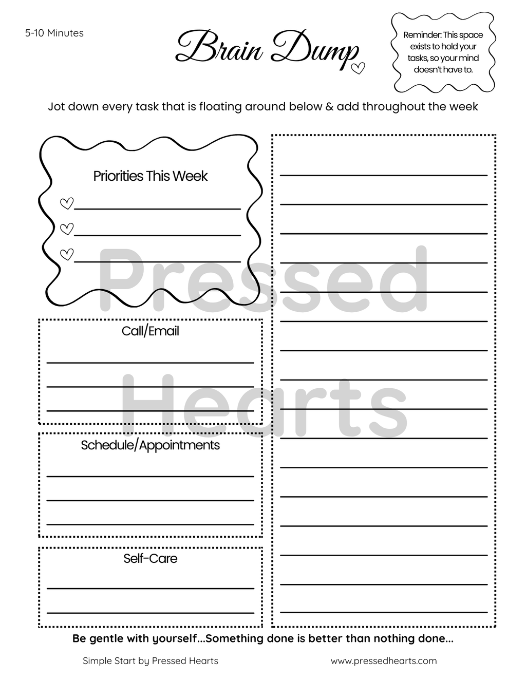 Simple Start Brain Dump