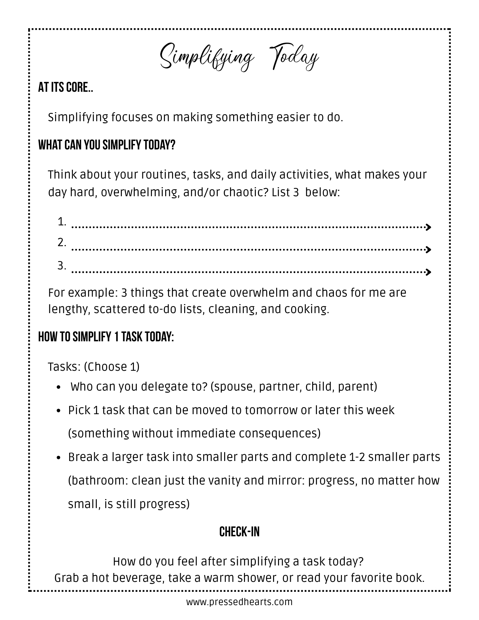 Simplify Your To-Do List Guide Worksheet