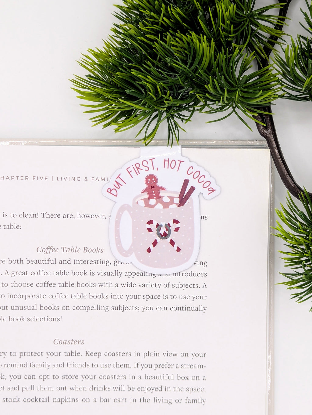 But First Hot Cocoa Gingerbread Man Holiday Christmas Magnetic Bookmark