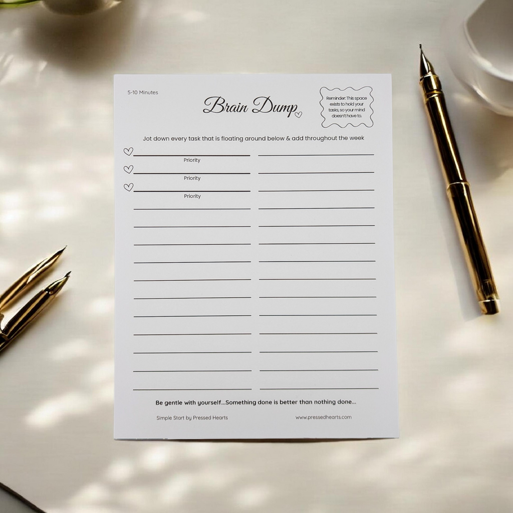 Brain Dump Planner Pad, Simple Start 8.5x11"