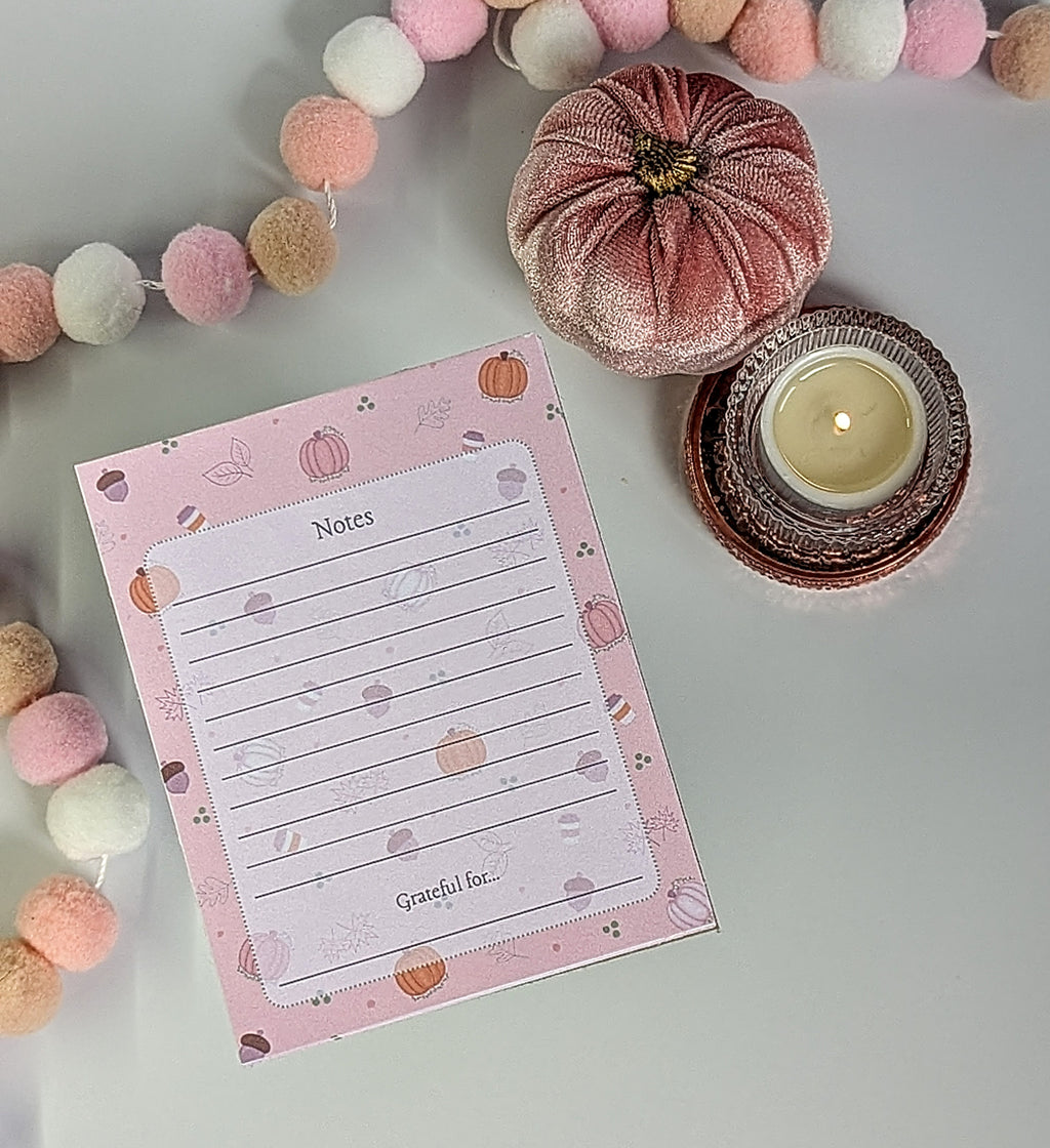 Small Notes and Gratitude Notepad Fall Pink 4 x 5