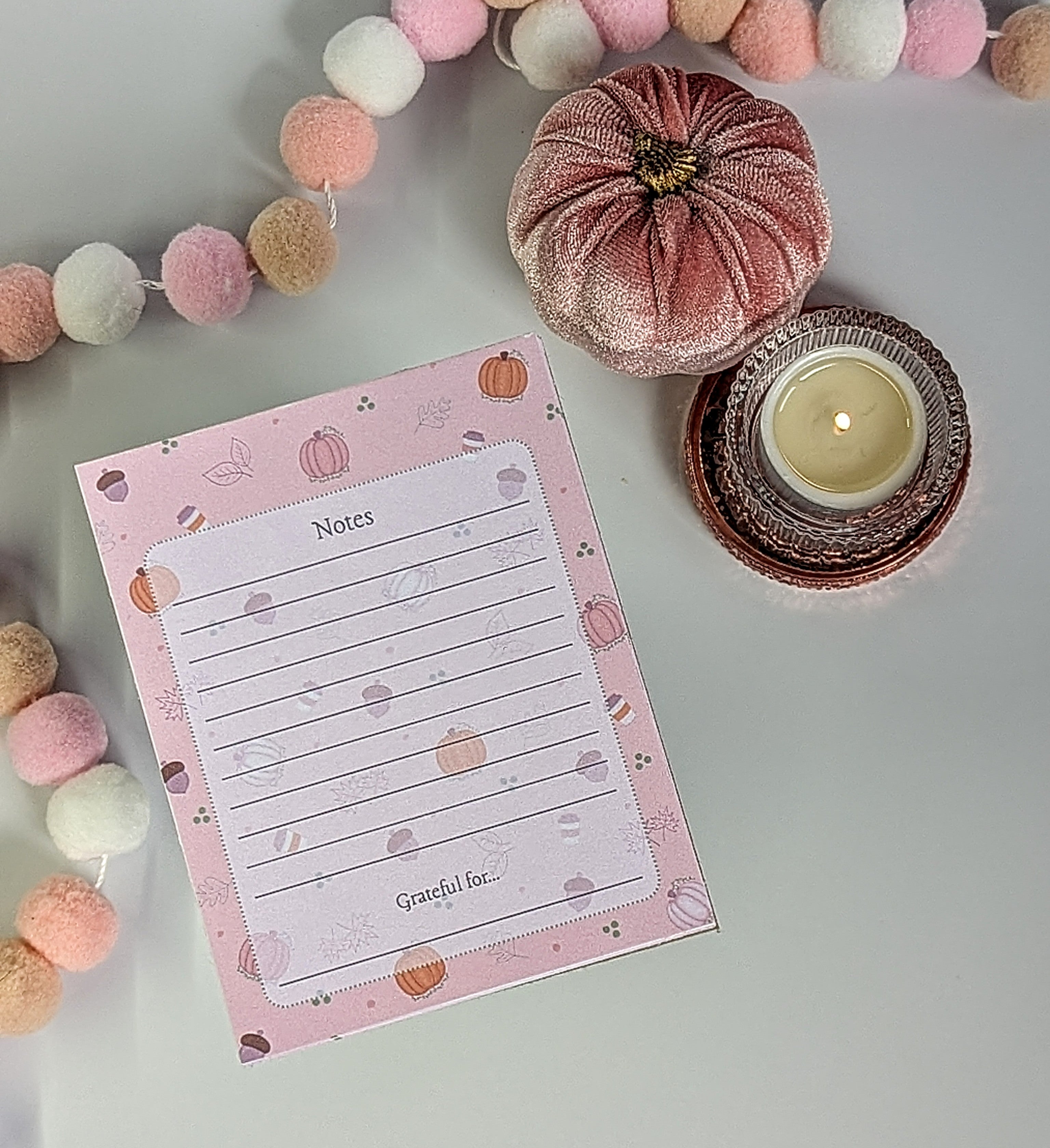 Small Notes and Gratitude Notepad Fall Pink 4 x 5