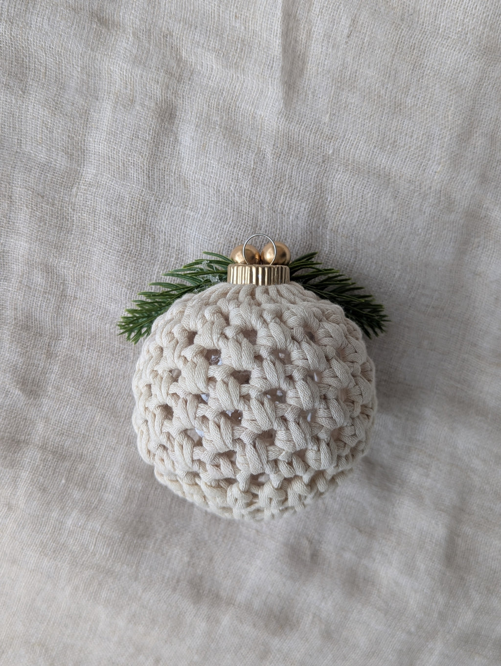 Crochet Ornament Ball Christmas Tree Cream Ivory