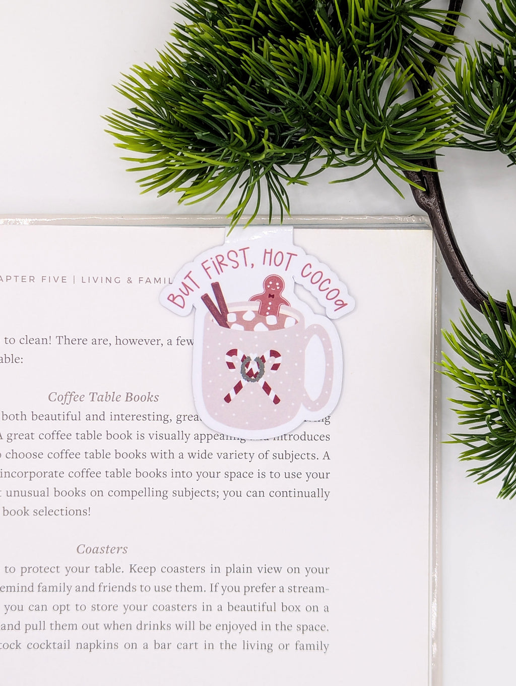But First Hot Cocoa Gingerbread Man Holiday Christmas Magnetic Bookmark