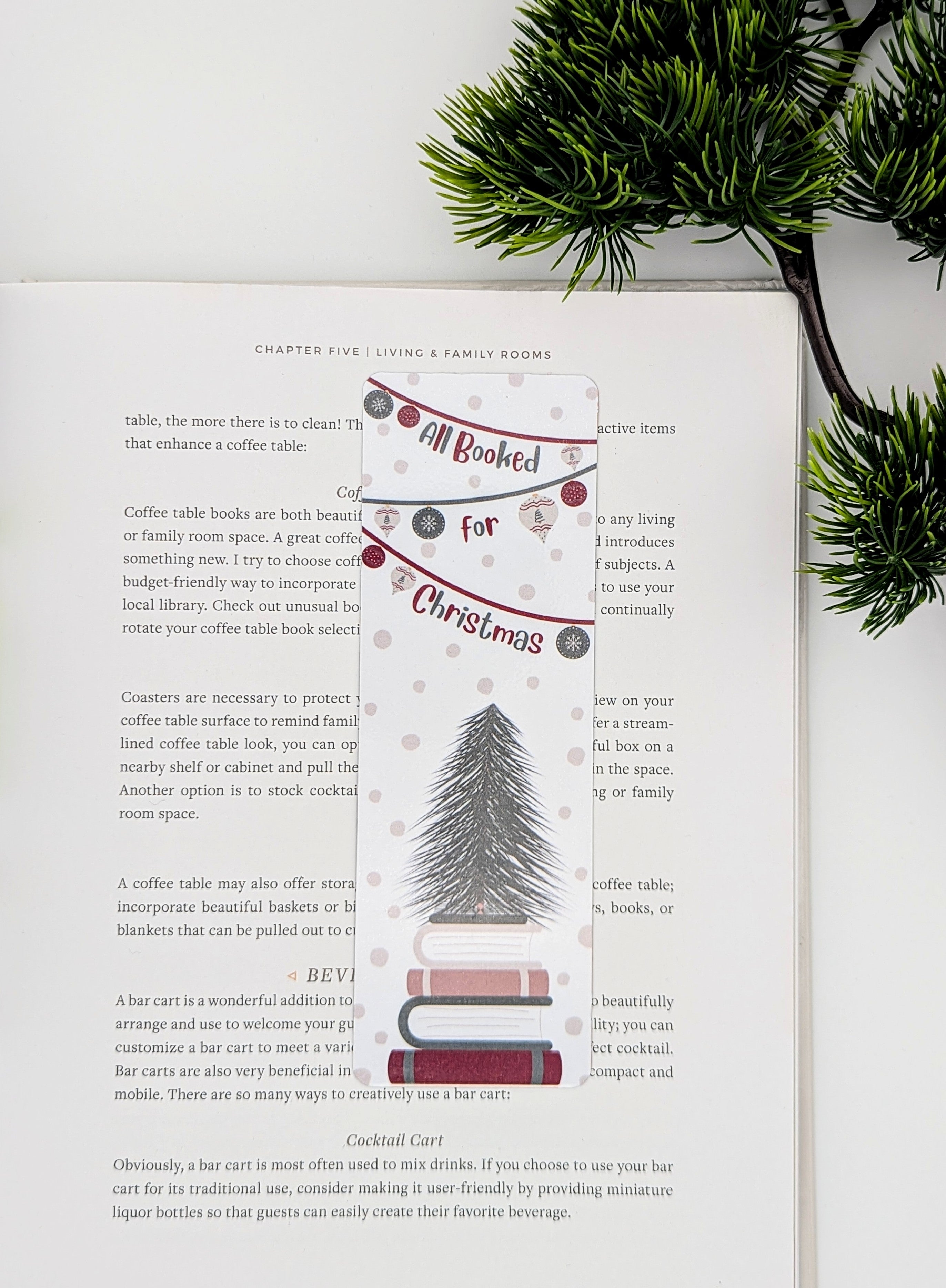 All Booked for Christmas Bookstack Tree Bookmark