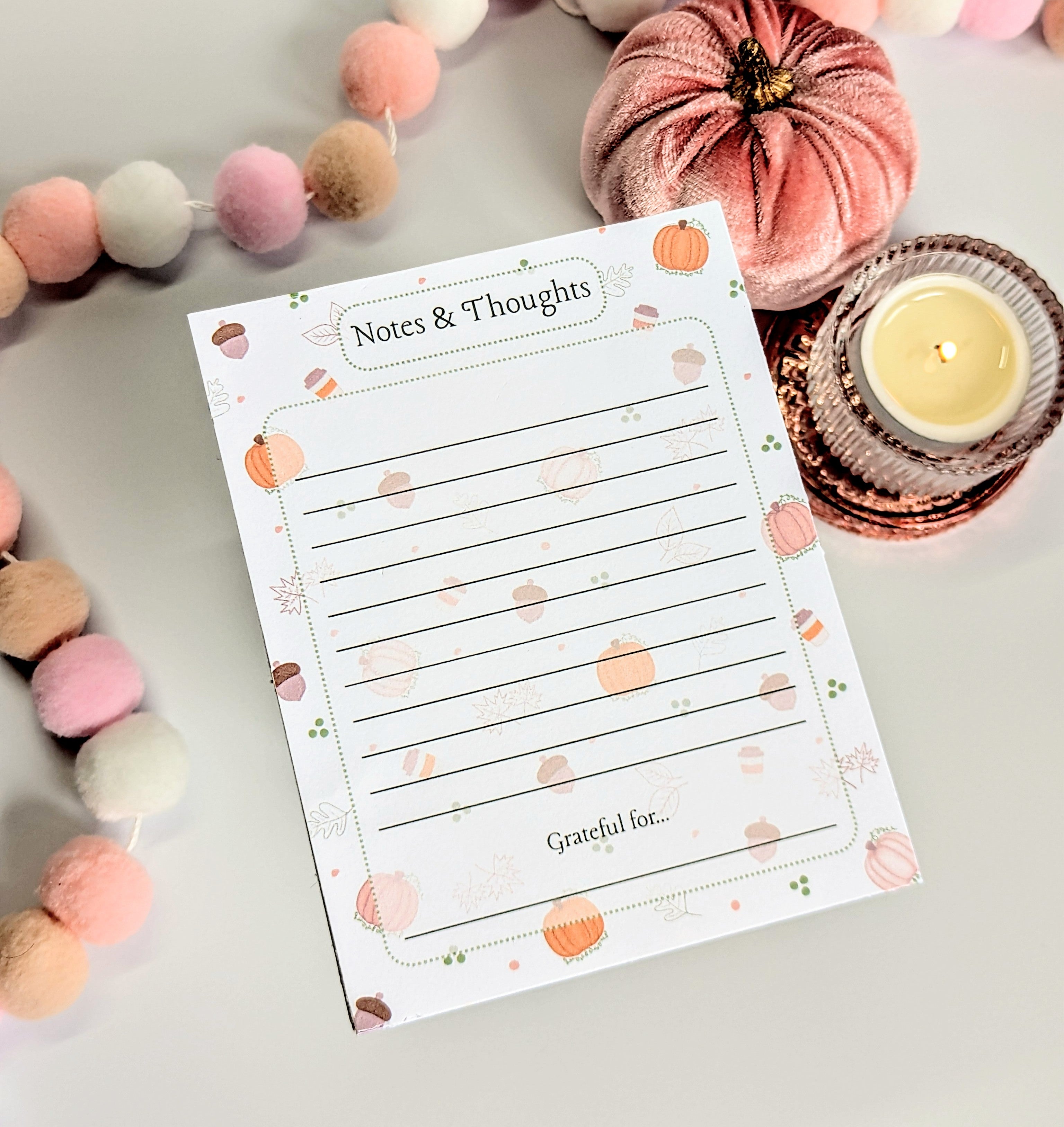 Small Notes and Thoughts Gratitude Notepad Fall Pink 4 x 5