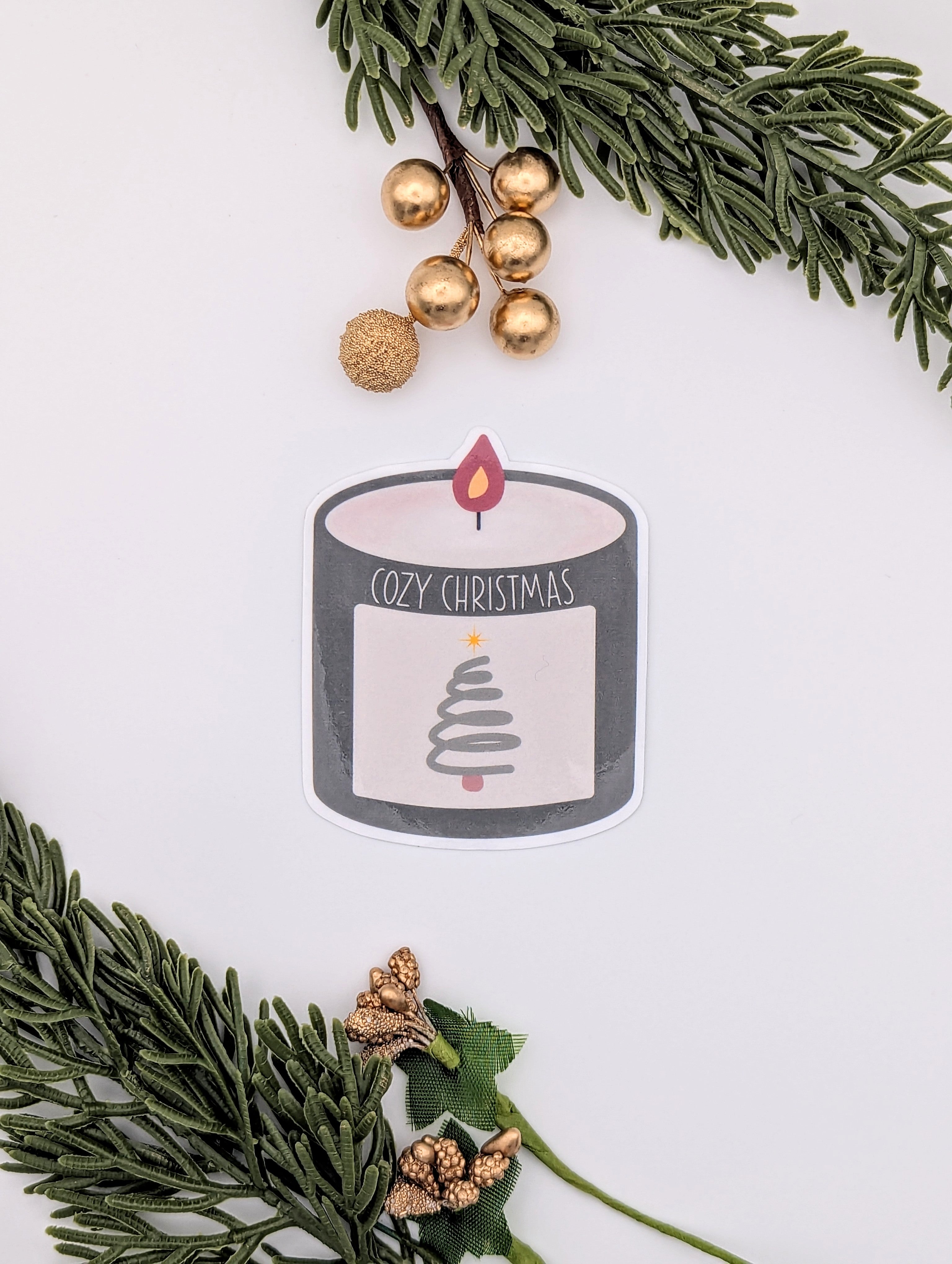 Cozy Christmas Candle Holiday Vinyl Sticker