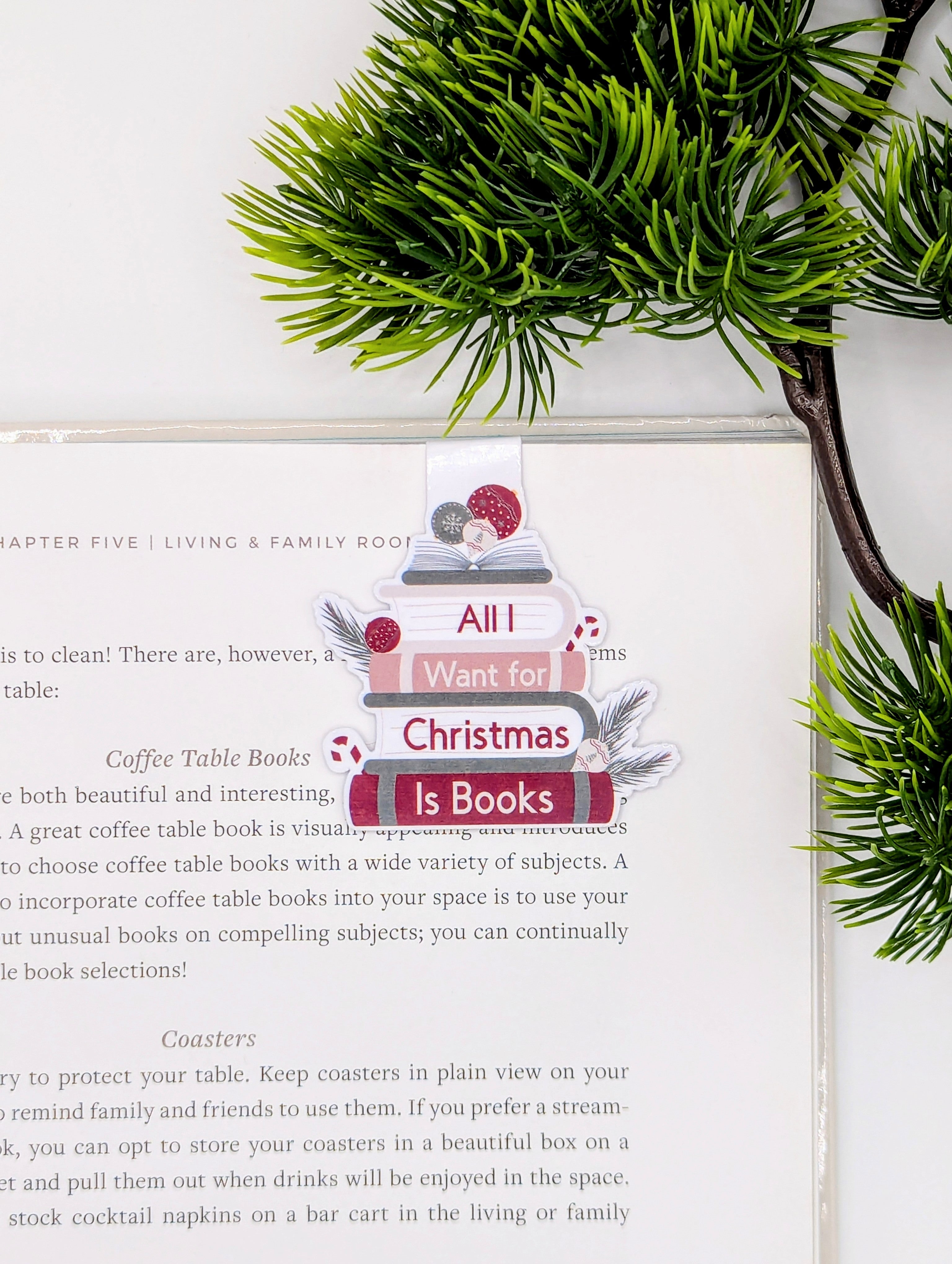 All I Want for Christmas is Books Bookstack Magnetic Bookmark