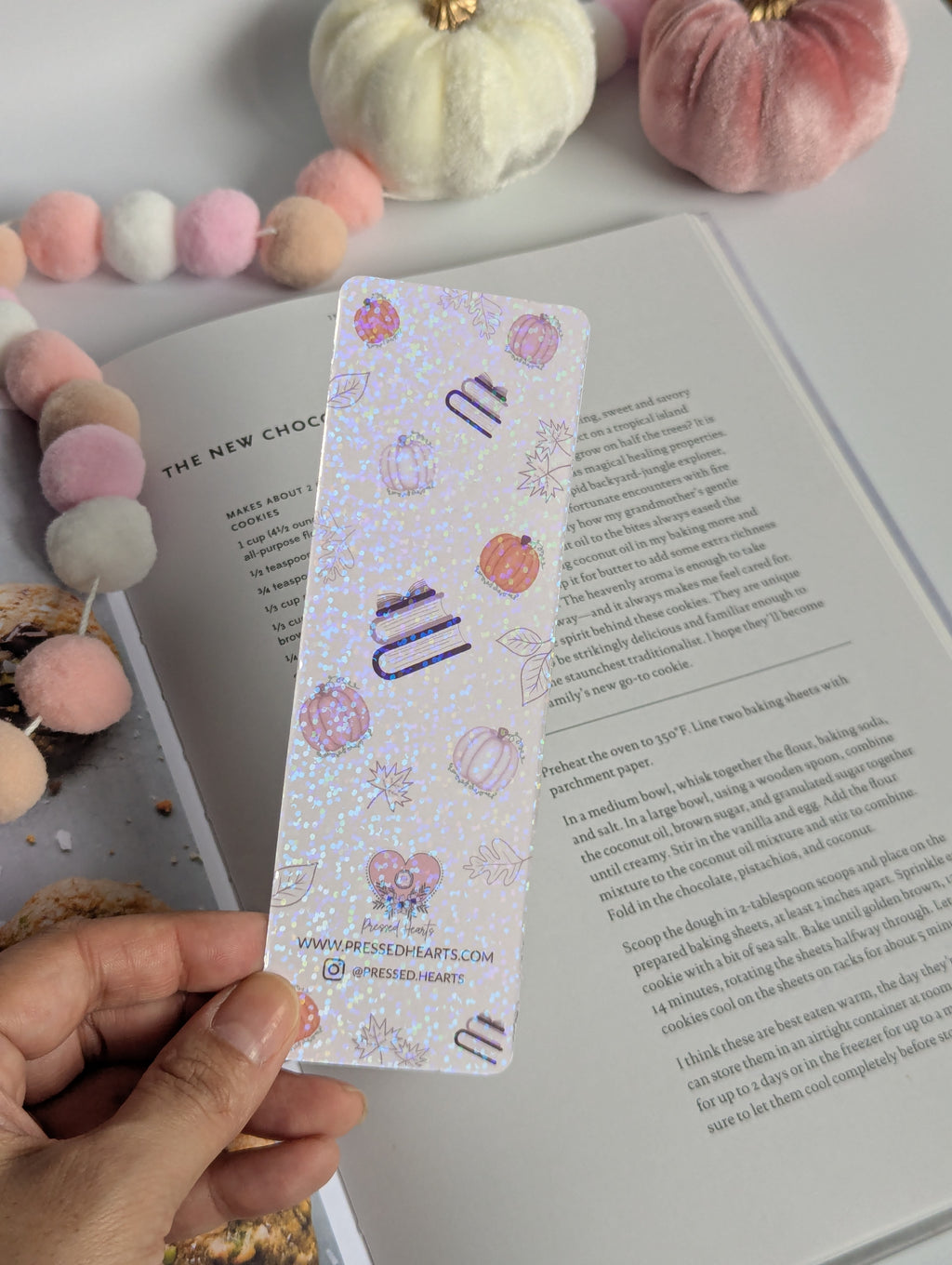 Grateful Gourds Good Reads Fall Theme Holographic Dots Bookmark