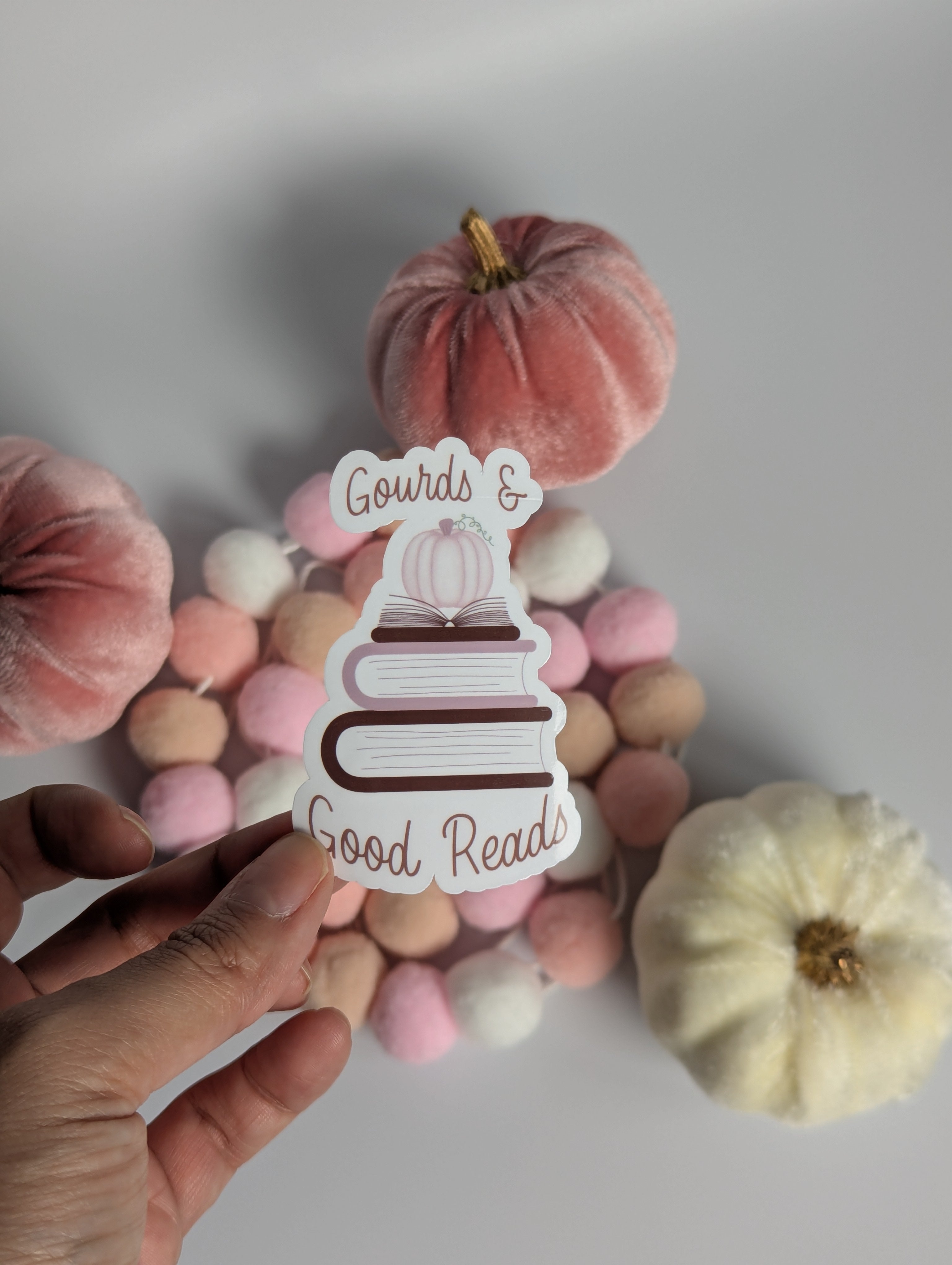 Gourds and Good Reads Pumpkin Bookstack Fall Vinyl Sticker