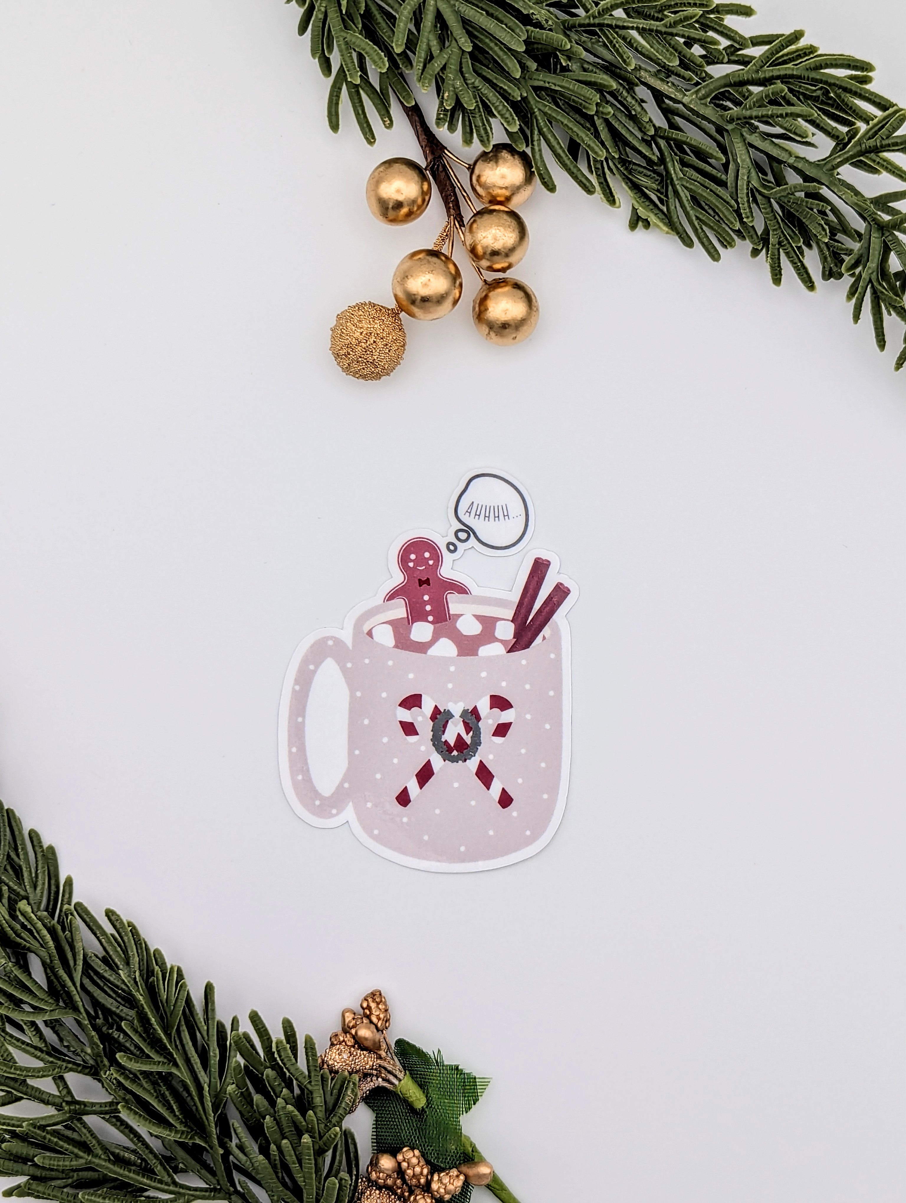 Hot Chocolate Gingerbread Man Cozy Vinyl Sticker
