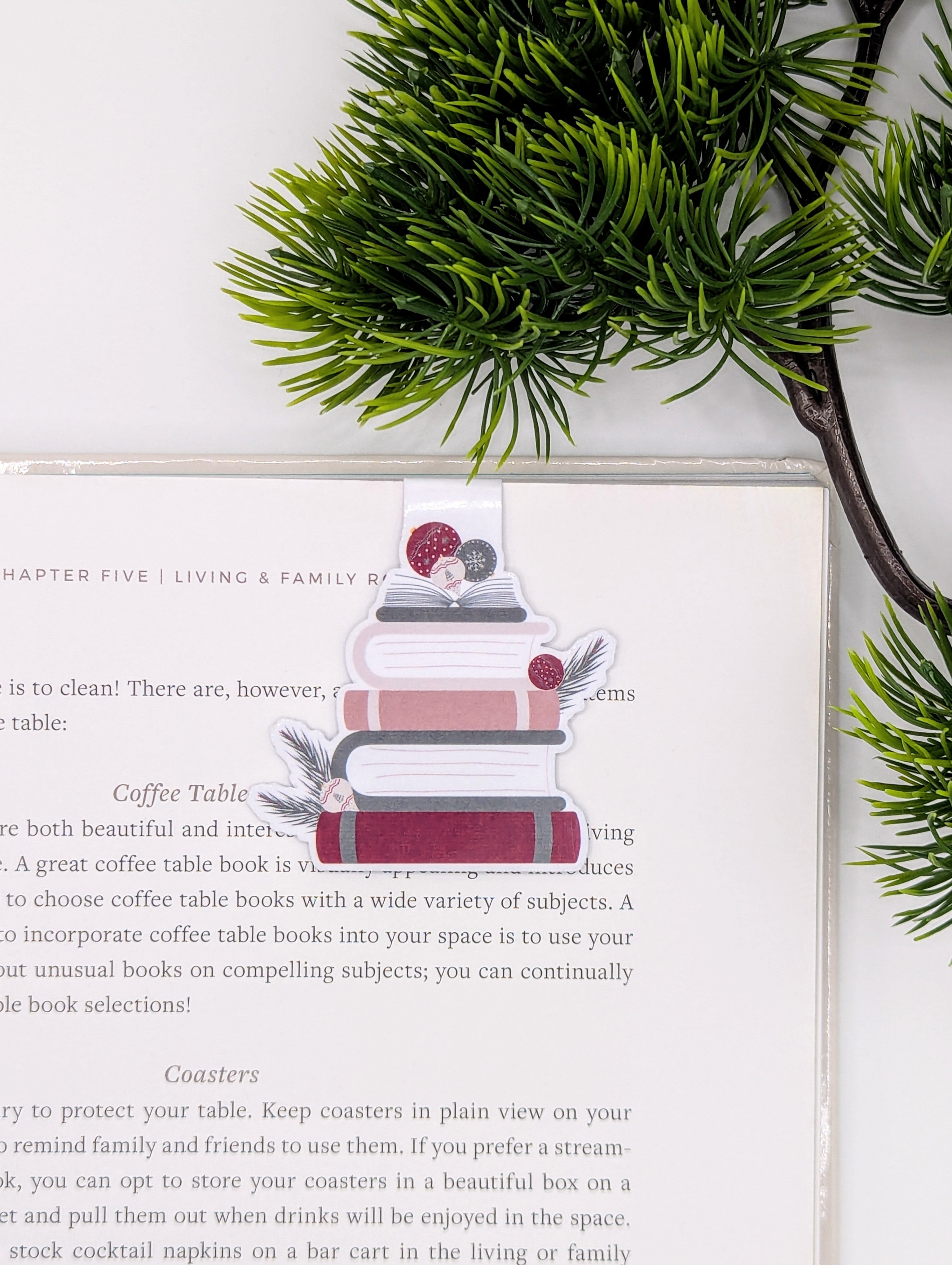 Christmas Bookstack Magnetic Bookmark