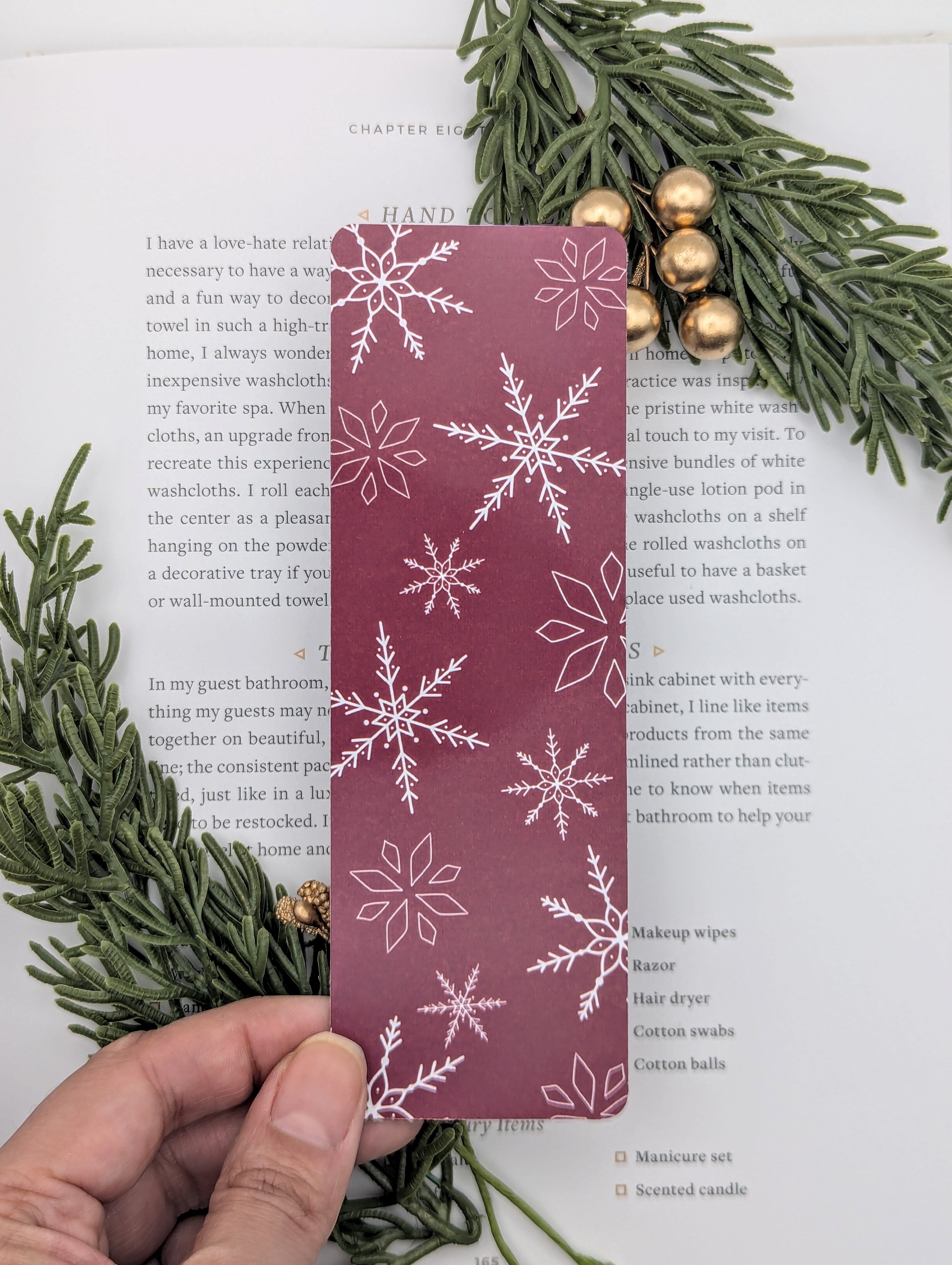 Winter Holiday Red Snowflake Bookmark