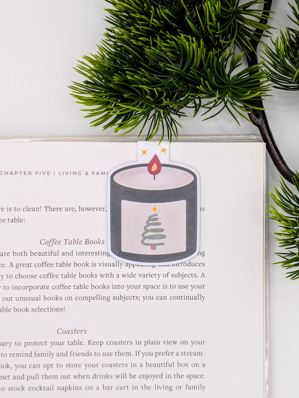 Cozy Candle Christmas Tree Magnetic Bookmark