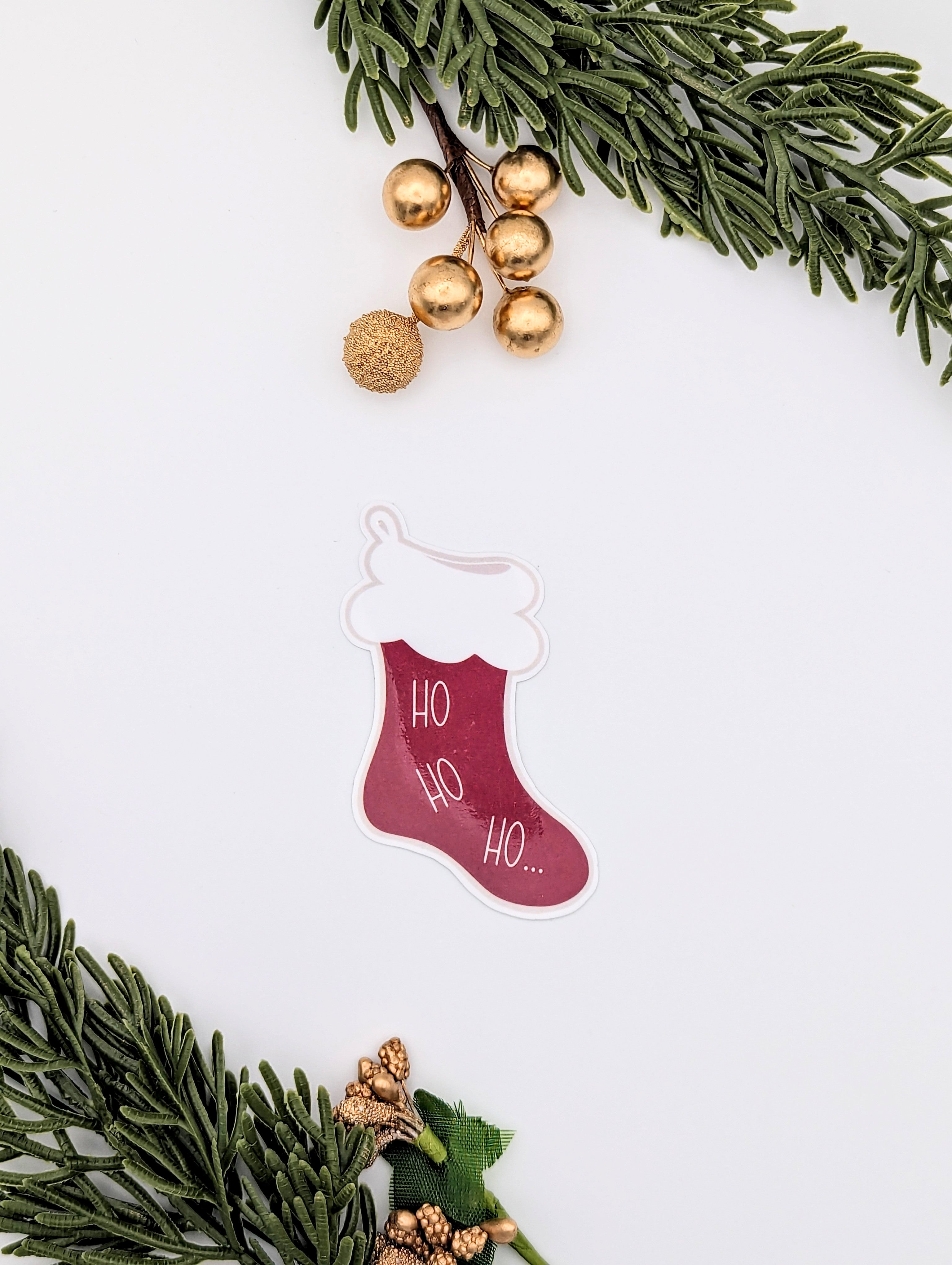 Ho Ho Ho Christmas Stocking Vinyl Sticker