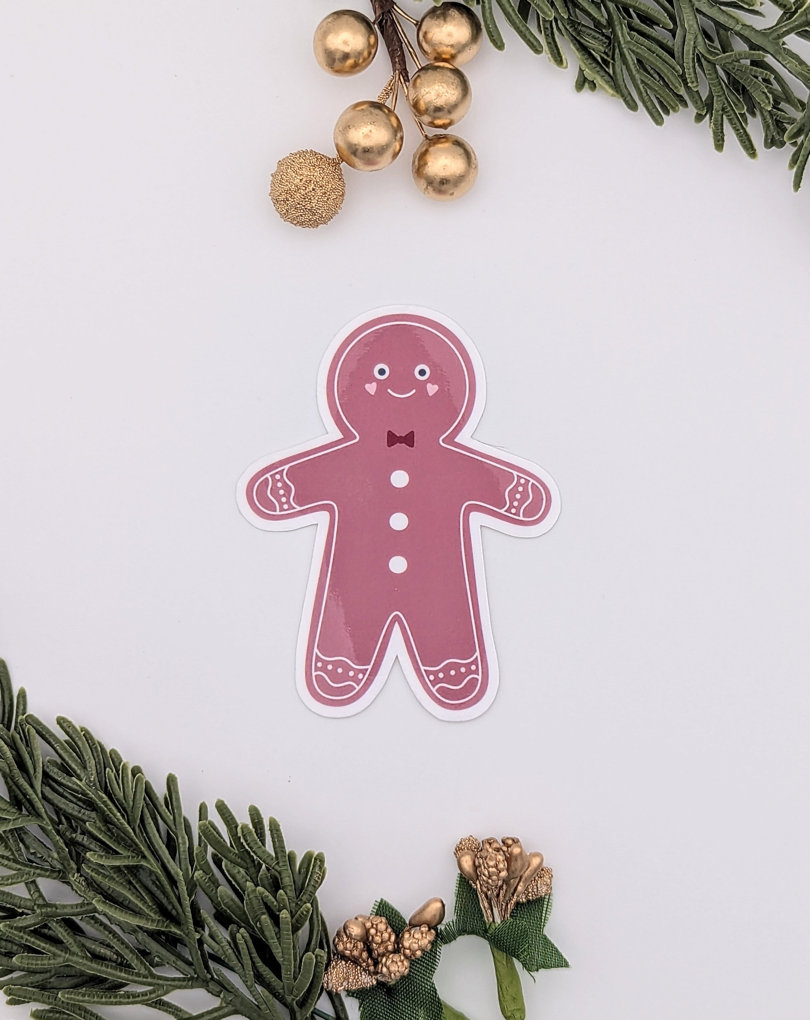 Gingerbread Man Vinyl Sticker Winter Joy