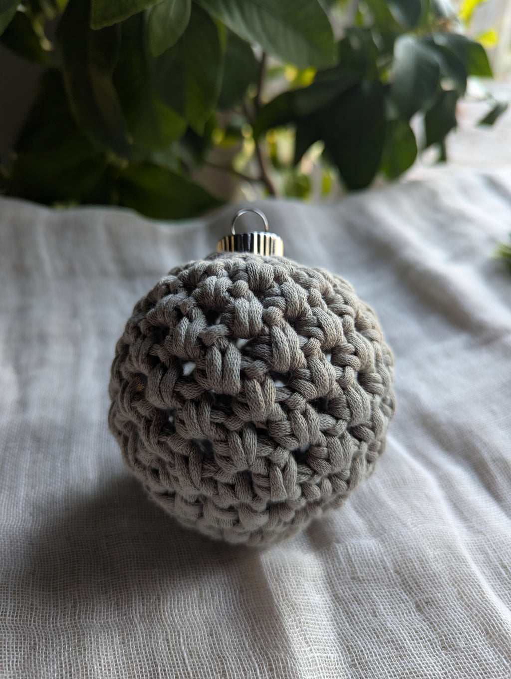Crochet Ornament Ball Christmas Tree Clay Gray
