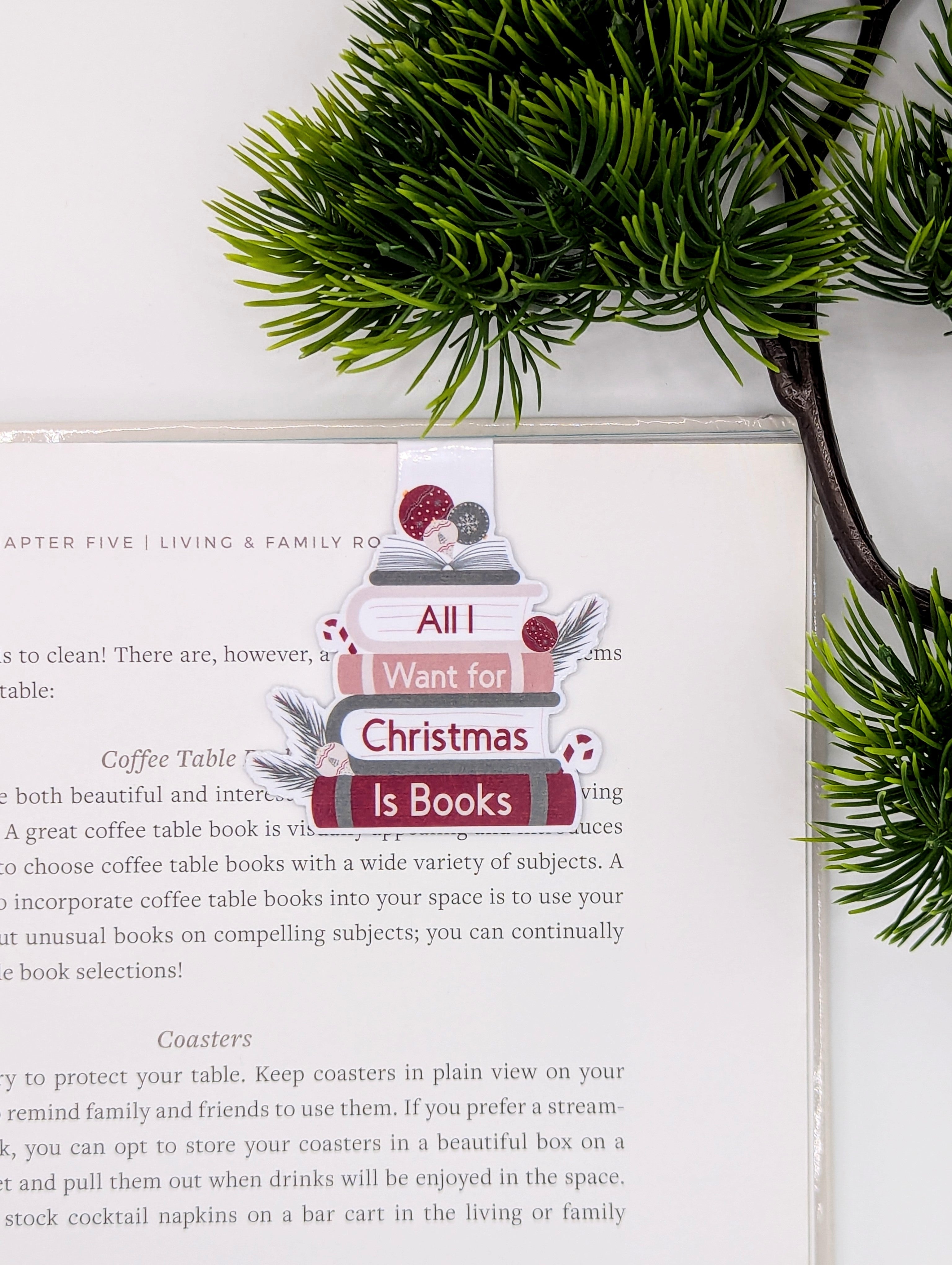 All I Want for Christmas is Books Bookstack Magnetic Bookmark