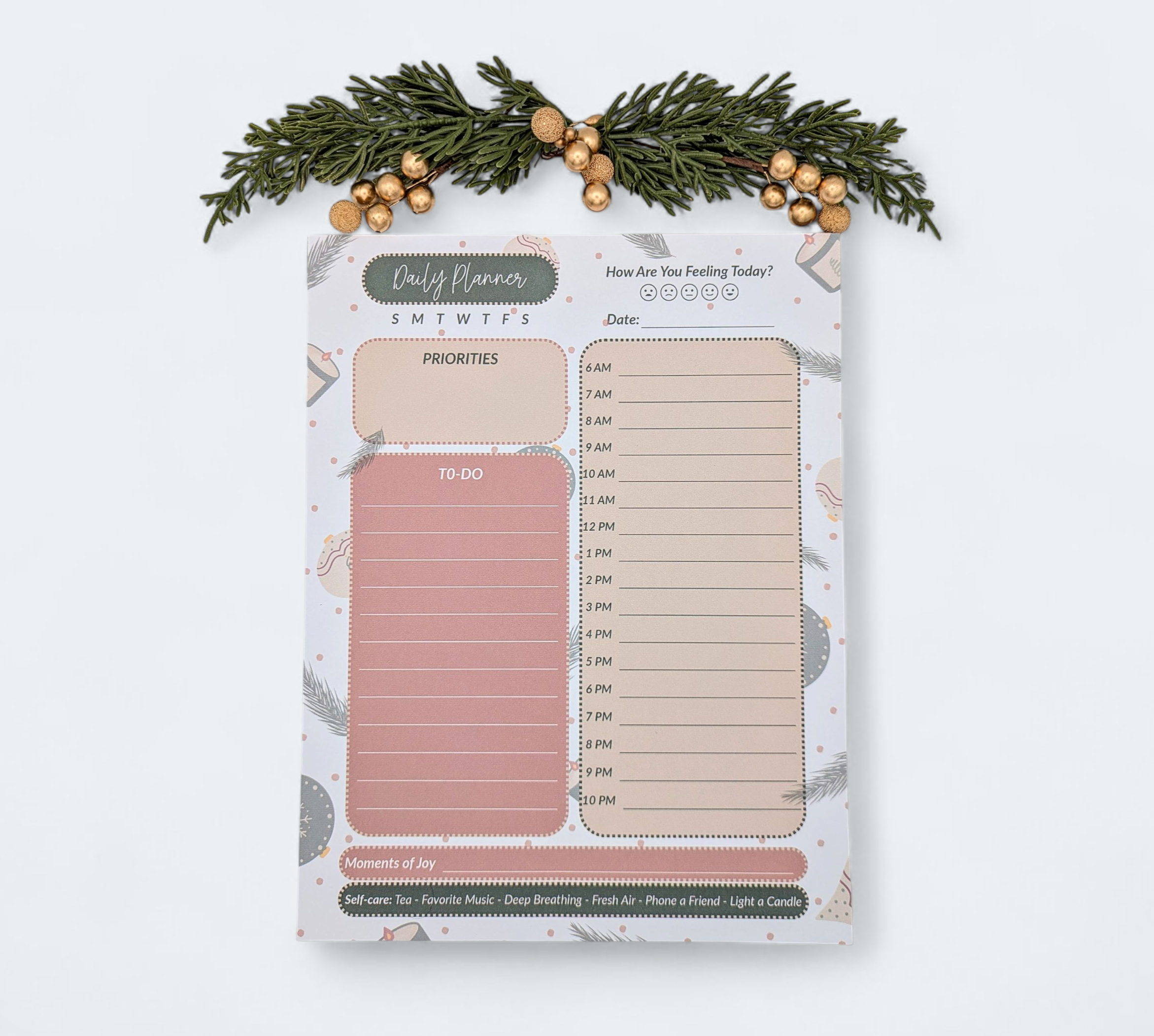 Daily Planner Pad Moments of Joy Holiday 2025 8.5 x 11