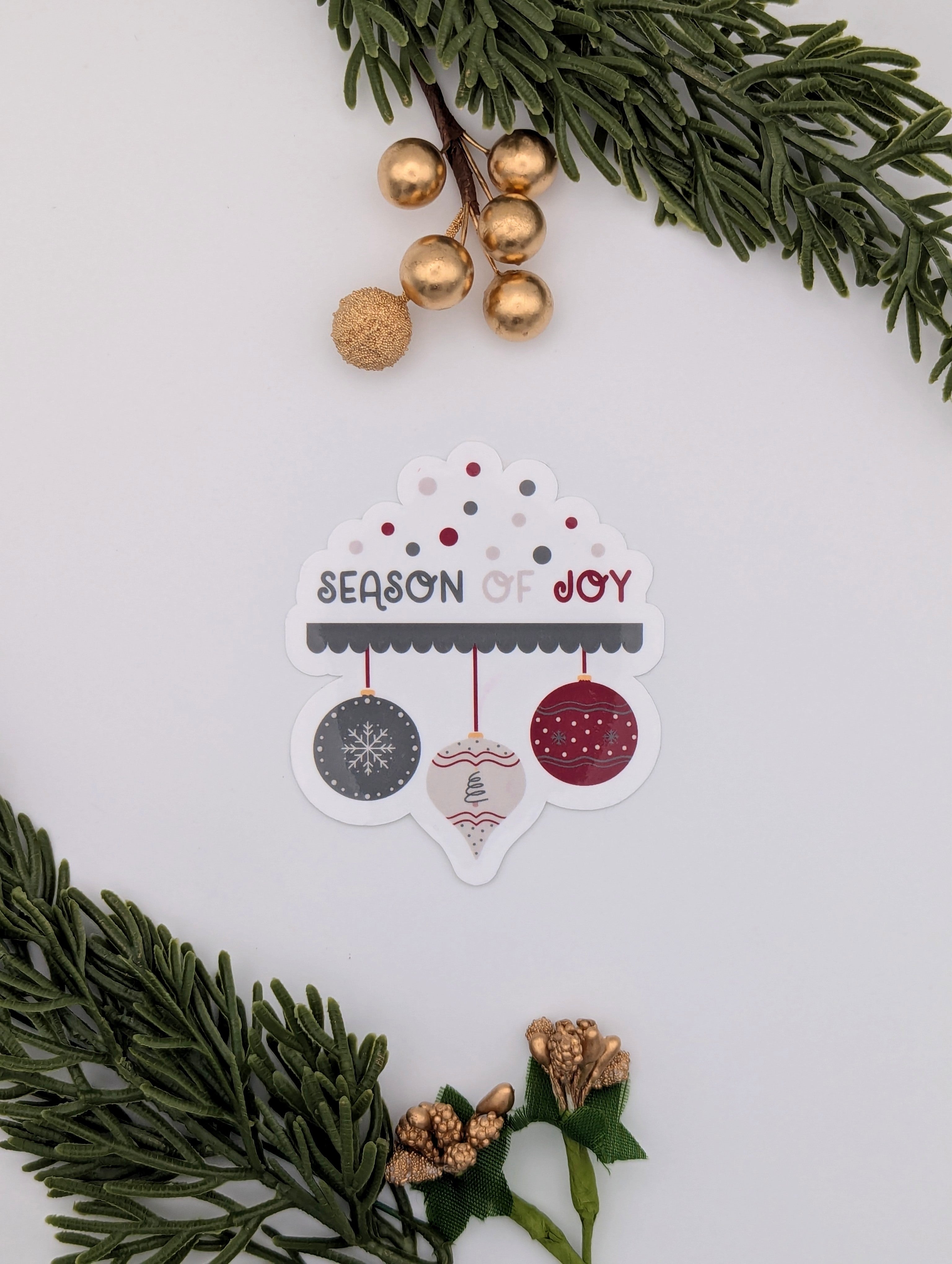 Season of Joy Holiday Christmas Oranament Vinyl Sticker