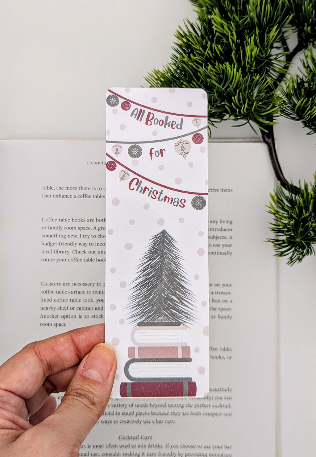 All Booked for Christmas Bookstack Tree Bookmark